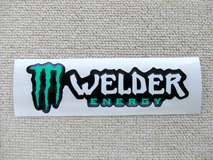 ■ WELDER ENARGY 切り文字 ステッカー 黒/白/緑 [158mm x 50mm] 溶接 ウェルダー TIG モンスターエナジー ■1枚