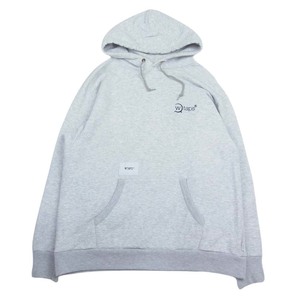 WTAPS ダブルタップス SWEAT SHIRT フーデッド スウェット シャツ パーカー フーディー フード ロゴ刺繍 グレー系 02【中古】