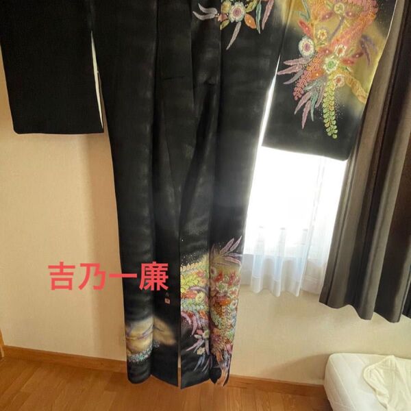 美品 貴重トール丈 高級訪問着 絞り 辻ヶ花 黒地 作家 吉乃一廉 卒業式 入学式 お祝い事 お食い初め 婚礼 結婚式 華やかです