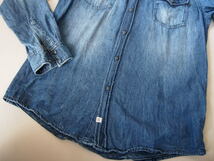 ザラマン DENIM COLLECTION★長袖デニムシャツ★スリムフィット★デニム素材切替★ヴィンテージ加工★スナップボタン★Ｍ（ＵＳＡサイズ）_画像9