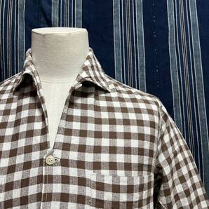 60s warmen harris long sleeve Italian collar shirt アメリカ製 usa製 トラッド アイビー ivy イタリアンカラー ギンガム チェックの画像1