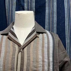 60s van heusen shirt stripe 60年代 オープンカラー アメリカ製 開襟 オンブレー オンブレ ombre シャドー gradation グラデーション