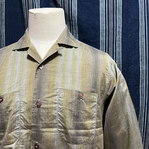 60s brent long sleeve shirt 60年代 シャツ アメリカ製 オープンカラー オンブレー オンブレ ombre シャドーストライプ グラデーション