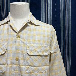 50s 60s nelson paige shirt 50年代 60年代 シャツ ボックス 開襟 アメリカ製 ロカビリー ロカシャツ オープンカラー かすり