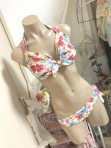 * Lady's swimsuit 9M* Crea vi re* made in Japan * design bikini * one-side side cord pants :MIX