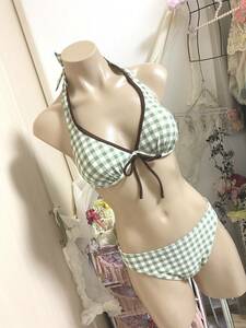 * Lady's swimsuit 11L*klieito fashion * wire bikini * step frill Rush Guard Cami swimsuit *3 point swimsuit : green group 