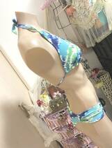 ●レディース水着９M●クイックシルバージャパン【ロキシー／ROXY】ソフト三角ビキニ：青緑_画像2