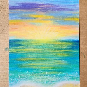 パステル画　海の絵　絵画