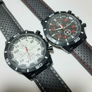  new goods wristwatch sport business black white. two pcs set 59