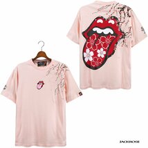 523565-027 THE ROLLING STONES ローリングストーンズ 半袖Tシャツ リップアンドタン 桜 刺繍 メンズ クルーネック コラボ(ピンク桃) XXL_画像6