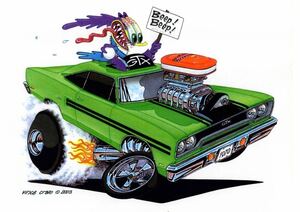 ポスター★1970 プリムス・GTX★カートゥーンポスター★エドロス/Mopar/モパー/Dodge/Plymouth/ロードランナー/ローブローアート