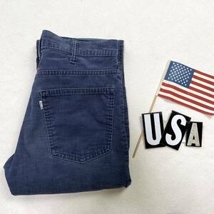 【美品・ネイビーブルー】70sリーバイス519コーデュロイパンツ USAアメリカ製 ビンテージ Levi''s 米国古着ヴィンテージストレートタロン42