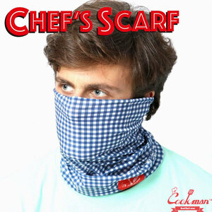Cookman Gingham Navy Check Tube Mask Cookman Chefs Curf Mask Band