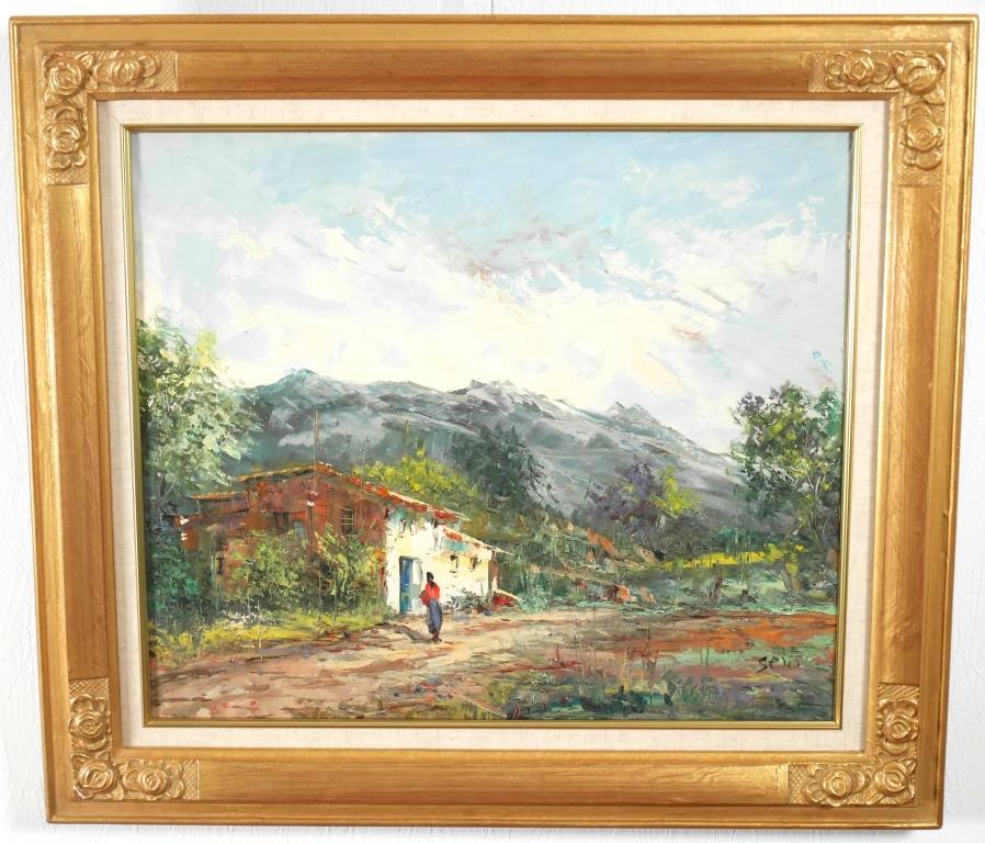 Pedro Jose Suburbs of Barcelona ◆ Oil painting No. 10 ◆ Autographed ◆ Popular Spanish artist! Framed, painting, oil painting, Nature, Landscape painting