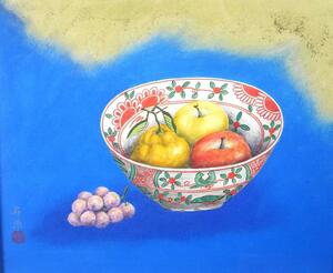 Art hand Auction 五十川昇乗『静物 果実』◆日本画8号◆落款･共シール有◆紺綬褒章!文部大臣賞!実力作家!師:青木大乗, 絵画, 日本画, 花鳥, 鳥獣