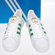 デッド!! US10 1/2/ 28,5cm 新品 16年製 USA限定 adidas SUPERSTAR FOUNDATION スーパースター 白ｘ緑 金ベロ 天然皮革_画像3