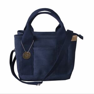  Mini tote bag canvas 2way 3 bulkhead . shoulder Mini tote bag navy 