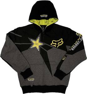 [並行輸入品] FOX Racing Rockstar Energy フォックス ロックスターエナジー スポンサード ジップアップパーカー (チャコール) (M)