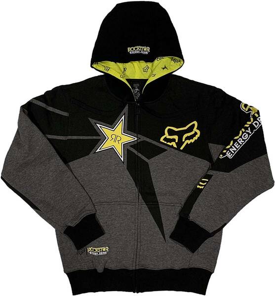 [並行輸入品] FOX Racing Rockstar Energy フォックス ロックスターエナジー スポンサード ジップアップパーカー (チャコール) (3XL)