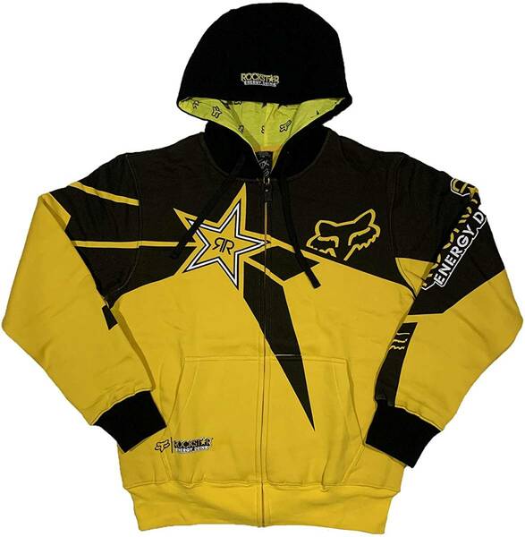 [並行輸入品] FOX Racing Rockstar Energy フォックス ロックスターエナジー スポンサード ジップアップパーカー (イエロー) (3XL)