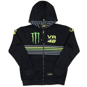 [並行輸入品] VR46 MONSTER ENERGY Monza Rally LTD fleece モンスターエナジー ストライプデザイン ジップアップ パーカー (L)