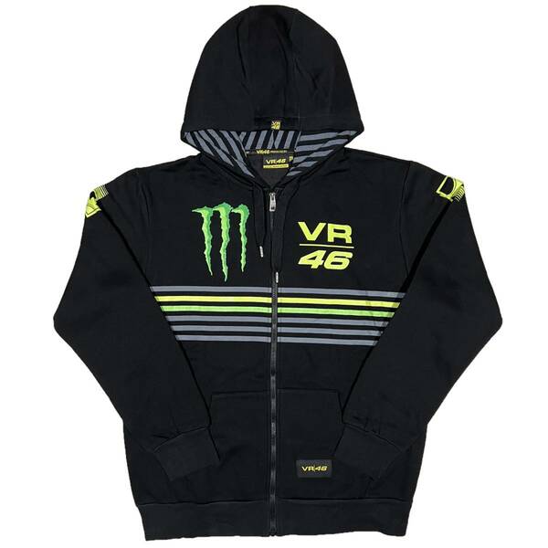 [並行輸入品] VR46 MONSTER ENERGY Monza Rally LTD fleece モンスターエナジー ストライプデザイン ジップアップ パーカー (XL)