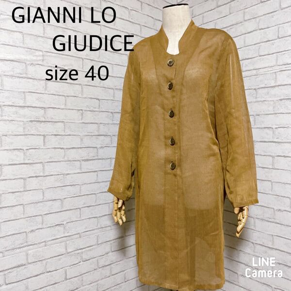 GIANNI LO GIUDICE ロングスリットシャツ透け薄手 SIZE 40