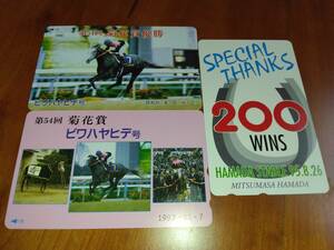 ビワハヤヒデ号～第54回菊花賞記念&浜田厩舎200勝記念テレカ3枚セット～