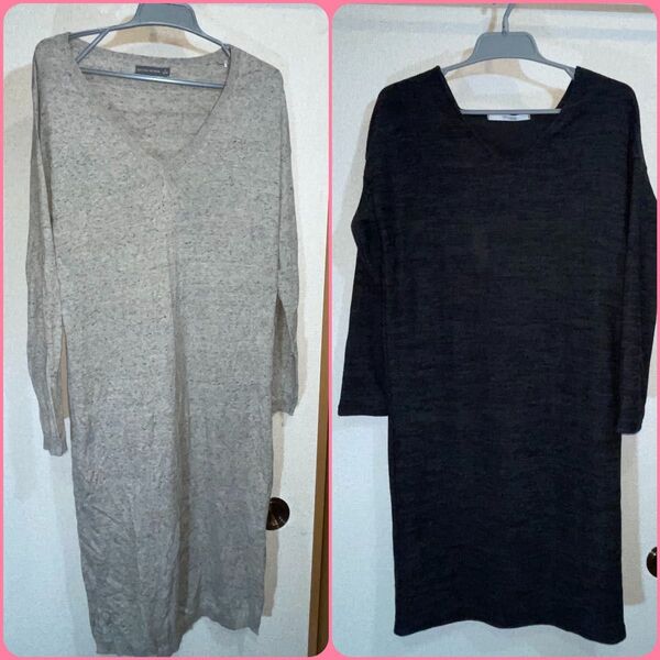 ★マキシ丈ニットワンピース 2着セット Bershka& titivate