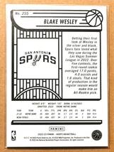 BLAKE WESLEY (ブレイク・ウェスリー) 2022-23 ROOKIE ルーキー トレーディングカード 255 【NBA,サンアントニオ・スパーズ,SPURS】_画像2