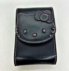 中古　Hello　Kitty　ハローキティ　シガレットケース　革　黒/1631