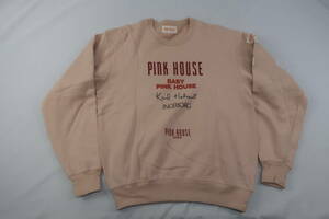 【送900円】　5679　PINK HOUSE　ピンクハウス　レディース　トレーナー　スウェット　長袖　ロゴワッペン　ベージュ　綿100％　日本製