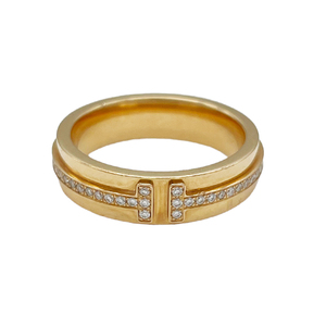  Tiffany TIFFANY&CO T narrow diamond ring 0.11ct 6.5 number K18PG diamond jewelry used 