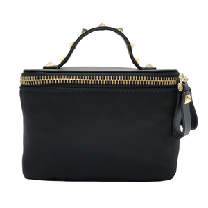  Valentino VALENTINO Mini vanity bag black nylon handbag lady's used 