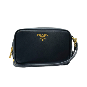 プラダ PRADA サフィアーノ ミニショルダーバッグ 1N1674 ブラック サフィアーノ・レザー ショルダーバッグ レディース 中古