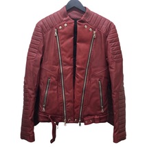 バルマン BALMAIN レザージャケット レッド レザー ブルゾン メンズ 中古_画像1