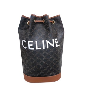 セリーヌ CELINE トリオンフ　ミディアム　セーラー 191532 タン トリオンフキャンバス ショルダーバッグ メンズ 中古