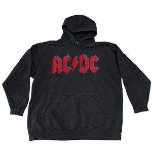 AC/DC バンドパーカー フェルトプリント 2006年コピーライト Y2K　　ROCK WEARE USA古着 ペンキプリント風 フーディースウェット 雅柳44