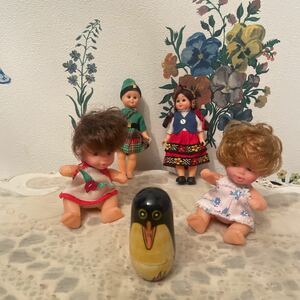 ヴィンテージ　ドール　セット　ペンギン　ソフビ　レトロ　ビンテージ　アンティーク　ミニチュア　人形　おもちゃ