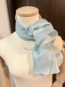 わぉアイスグリーン☆横浜シルクスカーフ☆ロングストール絹100%日本製ミント
