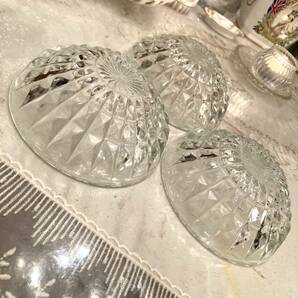 フランス アンティーク フルーツボウル お皿 3枚 ビンテージ ガラス グラス ヴィンテージ フレンチカントリー シャビーシックの画像6
