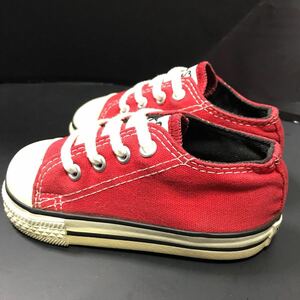 コンバースCONVERSEナインティーズ1990'sUSA製MADE IN U.S.A.オールスターローキャンバスALL STAR LOW色レッド12.5㎝US6.5美中古品