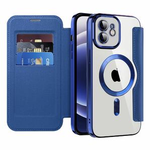 iPhone 11 クリアケース アイフォン11 レザーケース iPhone11 ケース iPhone 11 カバー 透明 MagSafe充電 手帳型 ブルーの画像7