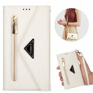 iPhone 15 pro shoulder case iPhone 15 Pro leather case iPhone15 pro cover notebook type card storage strap 2 ps attaching white 