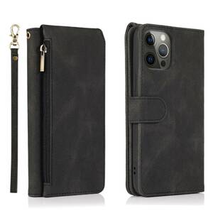 iPhone 15 pro max case iPhone 15 Pro Max leather case iPhone15 pro max cover notebook type . purse attaching card storage black 