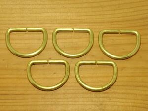 Solid Brass ソリッド ブラス 真鍮無垢 生地 丸棒 Dカン 半月カン レザークラフト バッグ パーツ 金具 30mm 線径4mm 5個セット