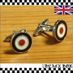 英国 インポート CUFF LINKS カフスボタン カフリンクス カフス釦 ラウンデル ブラック ターゲット マーク イギリス UK GB ENGLAND 293-2