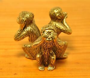 solid brass ソリッド ブラス 真鍮 鋳物 鋳造 見ざる 言わざる 聞かざる 三猿像 猿 三猿 さる サル 動物 オーナメント 置物 インテリア