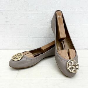 1164◎ TORY BURCH トリーバーチ 靴 シューズ パンプス フラット ソール ワンポイント ロゴ カジュアル グレー レディース6.5(23.5相当)