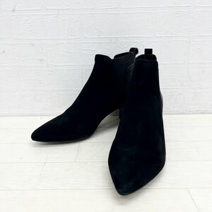 1164◎ ROCKPORT ロックポート 靴 ショートブーツ サイドゴアブーツ ヒール スエード 無地 カジュアル ブラック レディース24.0